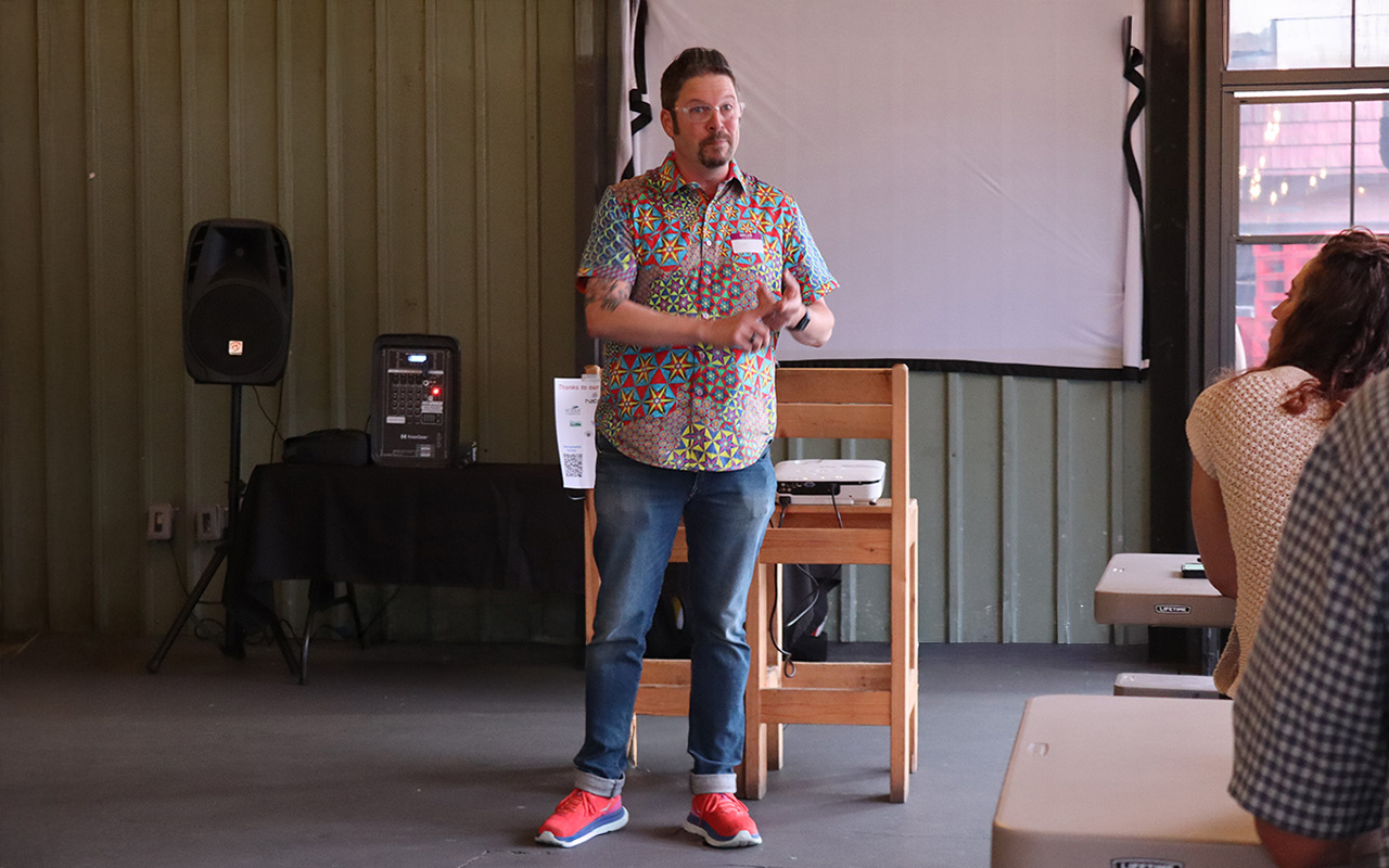 Scott Wolfson pitches at the recent Pitch Party Sylva!