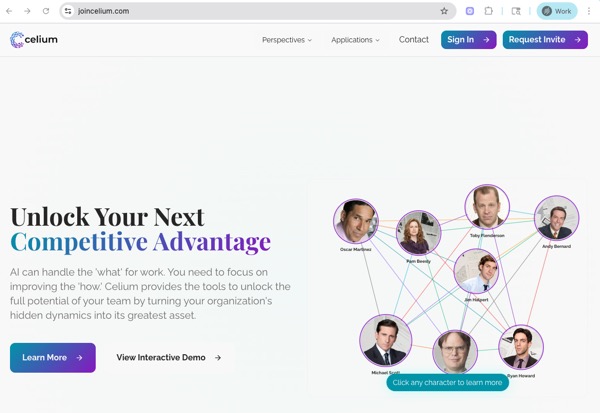 An image of the home page for joincelium.com