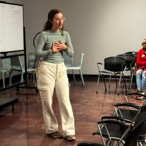 Lilly Field speaking at Pitch Party Asheville, September 2025