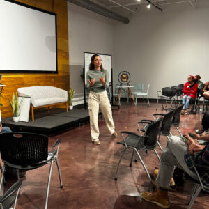 Lilly Field speaking at Pitch Party Asheville, September 2025