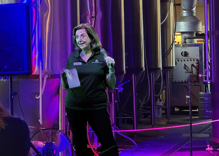 Louise Bijesse pitching at Pitch Party Hendersonville.