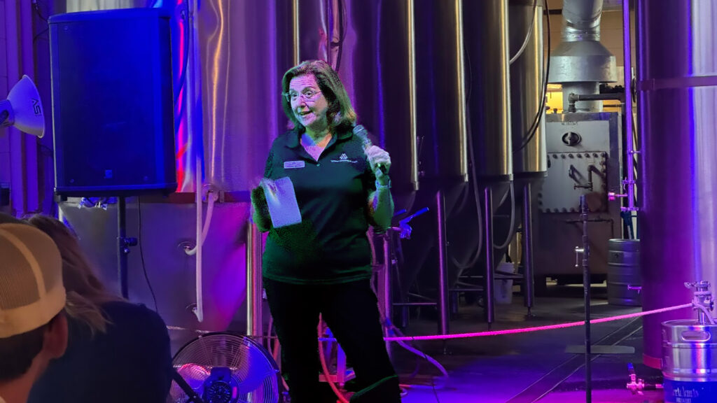 Louise Bijesse pitching at Pitch Party Hendersonville.