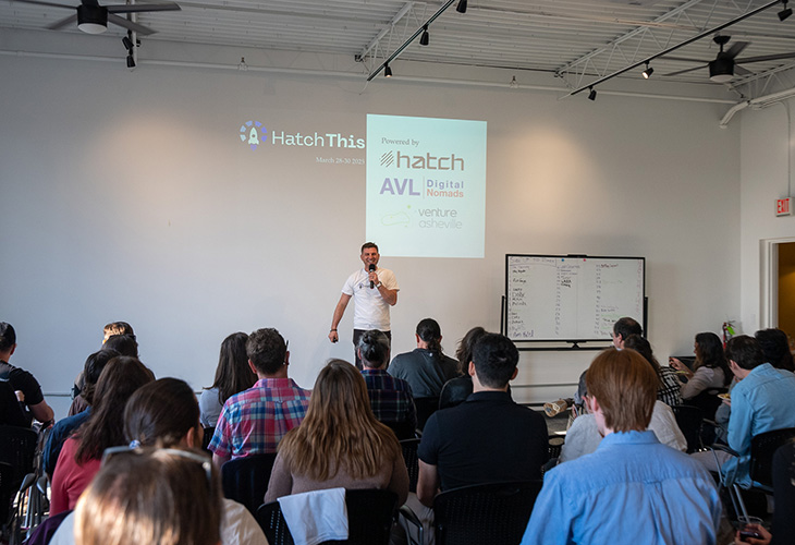 Jeff Kaplan speakiing at HatchThis, 2025