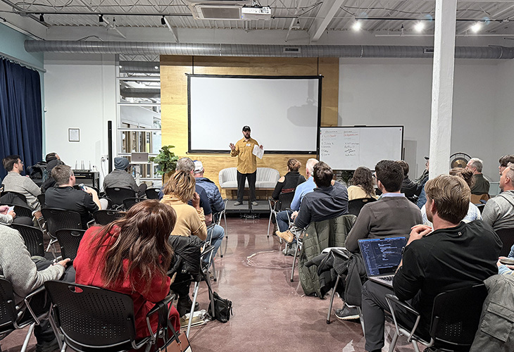 Will from BridgeMeals Pitching at PitchGiving Asheville, Nov 2025